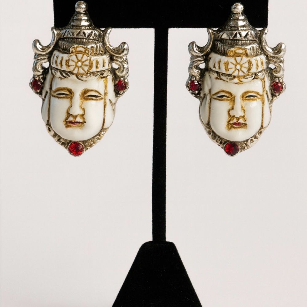 Japanese 7 Gods Clip On Earrings 1950s